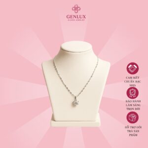 Dây chuyền bạc có mặt đá quý genlux  VCB01