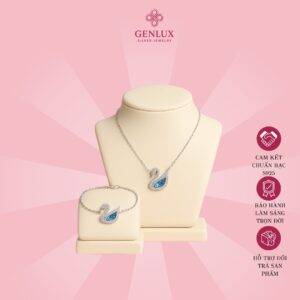 Bộ trang sức Crystal Swan Silver BTS01